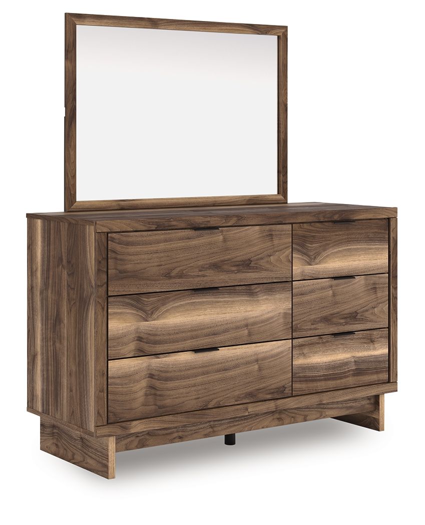 Nostalgic style, retooled for todayÐ²Ð‚â„¢s trends. This dresser with mirror puts an elevated twist on mod aesthetics. Its warm brown tones reflect the mid-century vibes you love, while the angular base incorporates contemporary motifs. Integrated drawer 