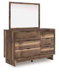 Nostalgic style, retooled for todayÐ²Ð‚â„¢s trends. This dresser with mirror puts an elevated twist on mod aesthetics. Its warm brown tones reflect the mid-century vibes you love, while the angular base incorporates contemporary motifs. Integrated drawer 