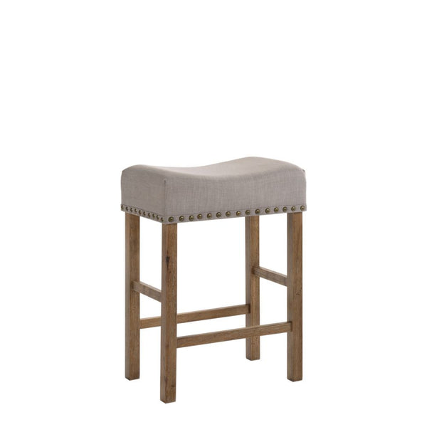 Martha II - Stool (Set of 2) - Tan Linen & Weathered Oak