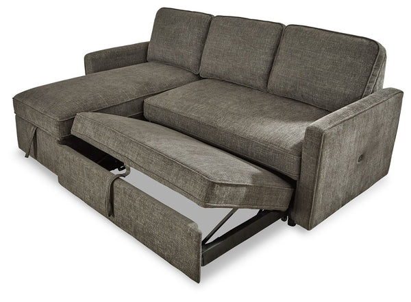 Kerle - Charcoal - Left Arm Facing Chaise with Pop Up Bed 2 Pc Sectional