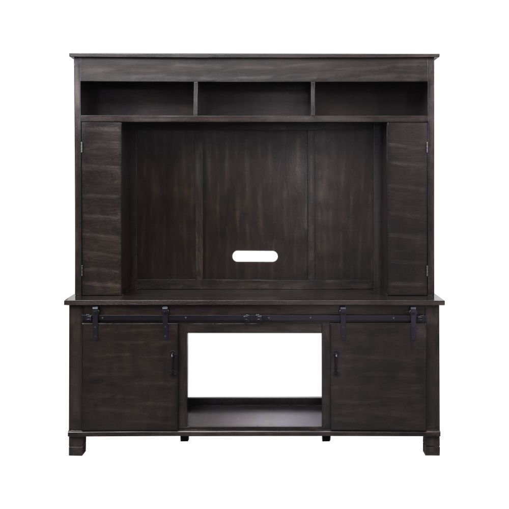 Apison - Entertainment Center w/Fireplace - Espresso - 66-"<br/><br/><b>Product Features</b><ul><li>Entertainment with LED Electric Fireplace</li><li>Storage: Hutch with 3 Open Compartments & 2 Doors, Base with 2 Sliding Barn Doors & 1 Open Compartment</l