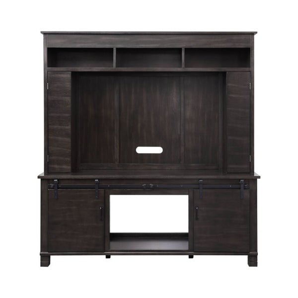 Apison - Entertainment Center w/Fireplace - Espresso - 66-"<br/><br/><b>Product Features</b><ul><li>Entertainment with LED Electric Fireplace</li><li>Storage: Hutch with 3 Open Compartments & 2 Doors, Base with 2 Sliding Barn Doors & 1 Open Compartment</l