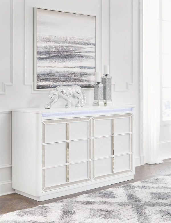  smooth lacquer finish is beautifully accented with contemporary rhinestone frames and textured PVC dr