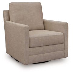 Your love for low-maintenance lounging can take an unexpected turn with this Next-Gen Nuvellaâ„¢ swivel accent chair. Upkeep is a breeze thanks to its stain-resistant performance fabric. The soothing neutral upholstery blends easily with your other decor,