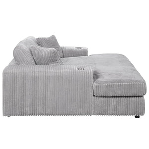 Hilde - Chaise With 2 Pillows - Light Gray