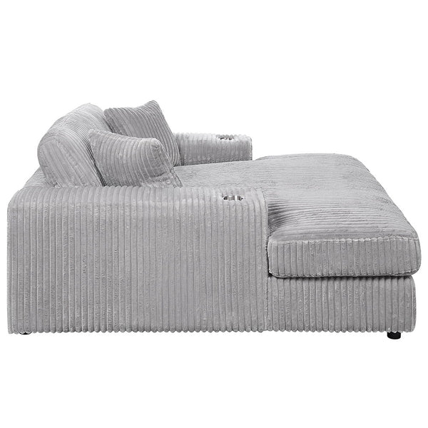 Hilde - Chaise With 2 Pillows - Light Gray