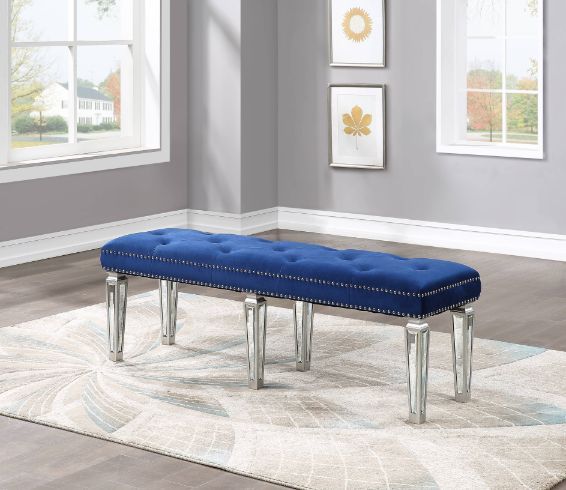 Varian - Bench - Blue Velvet & Mirrored