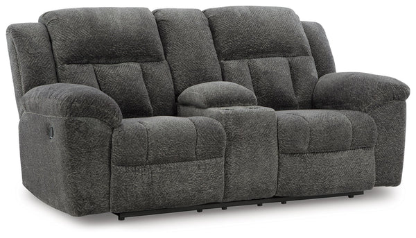 With its large-scale design, this extra-spacious reclining loveseat with console is a masterclass in accessible style. Plush, ultra-soft upholstery keeps everyone cozy as you lounge with family or guests. In a neutral hue, it seamlessly suits different ae