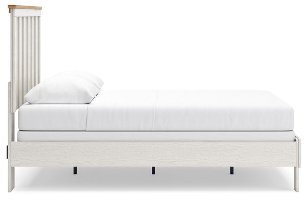 Linnocreek - White / Warm Brown - Queen Panel Bed