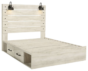 Cambeck - Whitewash - Queen Panel Bed with 4 Storage Drawers