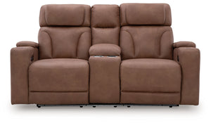 Clean-Slate - Caramel - Power Reclining Loveseat With Console / Adj Headrest