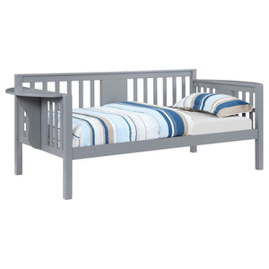 Bethany - Wood Twin Daybed With Drop - Down Tables - Gray
