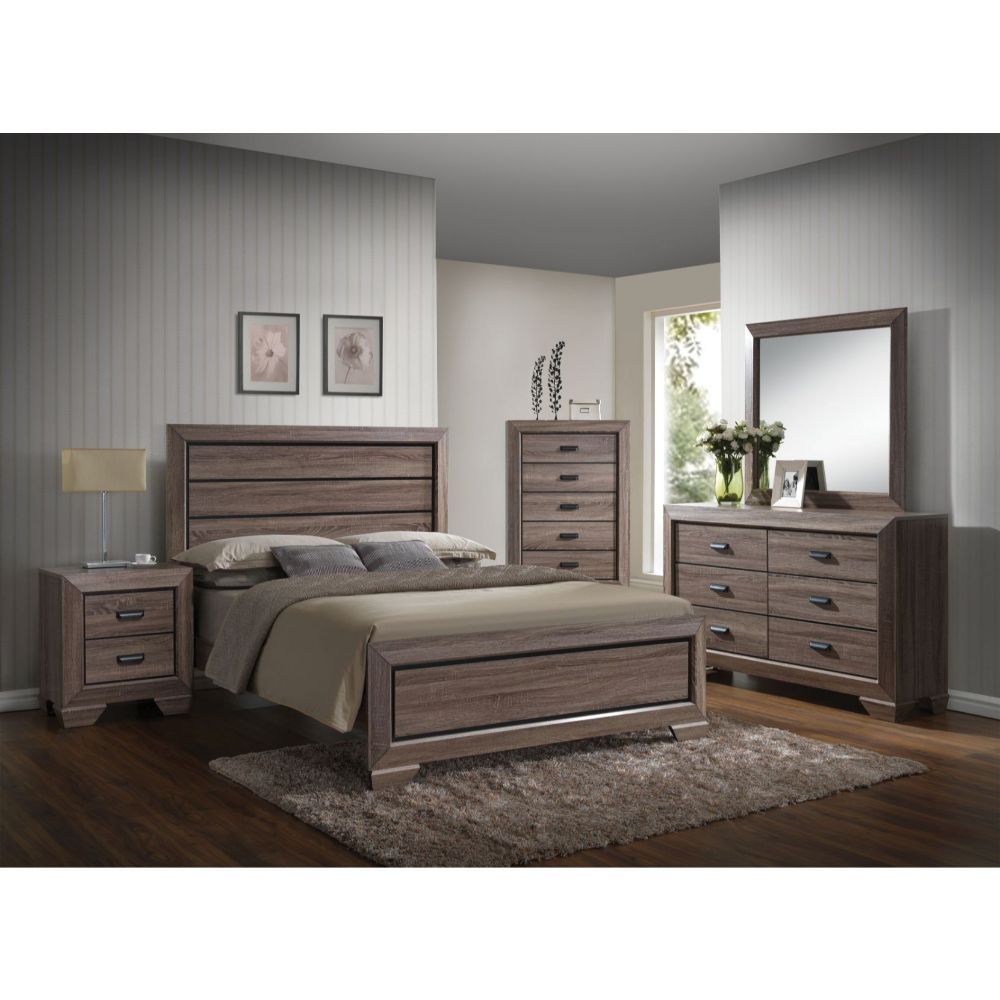 The Lyndon collection allows you to create a rustic master room. The horizontal line design throughout the collection will bring you a relaxing but not monotonous environment with entire weathered gray grain finish in your bedroom. It has plentiful space 