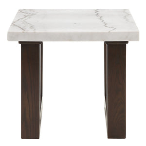 Edwyn - End Table With Marble Top - White