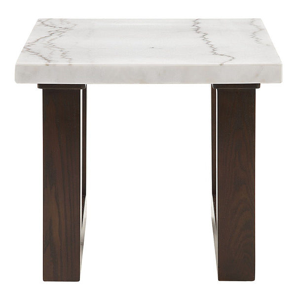 Edwyn - End Table With Marble Top - White