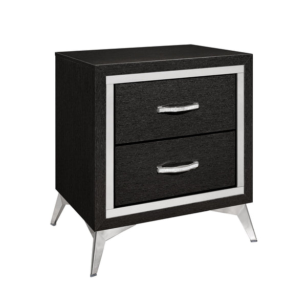 The Huxley 2-Drawer Nightstand in Black offers a blend of contemporary glam and durable construction for your bedroom. This nightstand is carefully crafted from manufactured woods and eco-friendly decorative laminate, ensuring it will last for years. The 