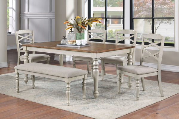 The Jennifer Wood 6-Piece Dining Set combines style, comfort, and durability, making it an ideal choice for your dining space. Crafted from solid Rubberwood, premium manufactured woods, and genuine Oak and Acacia wood veneers, this set is built to last wh