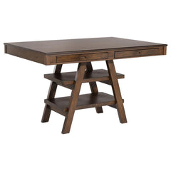 Entertain at this transitional counter height dining table, featuring ample seating space for up to six guests or family members. A rich walnut finish offers a neutral color palette and bold look to this furniture piece. With a raised counter height top, 