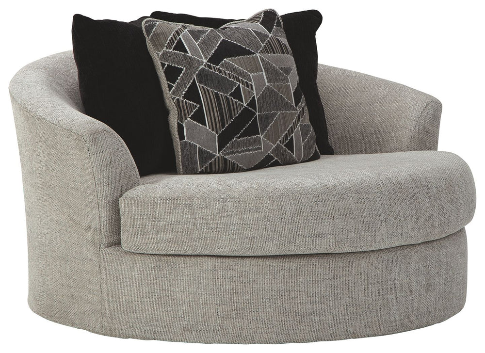 As much as you love clean-lined, modern furniture, you want to keep the vibe relaxed and comfortable. Rest assured, this oversized round swivel chair has that look and feel mastered. Perfect for fashion-forward family rooms, where everyone is welcome to k