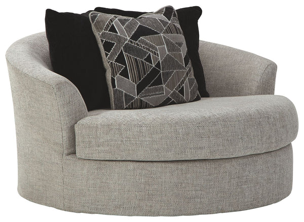 As much as you love clean-lined, modern furniture, you want to keep the vibe relaxed and comfortable. Rest assured, this oversized round swivel chair has that look and feel mastered. Perfect for fashion-forward family rooms, where everyone is welcome to k