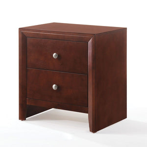  2 drawers nightstand offers simple bedside storage with modern sophistication. All drawers have English dovetail with center metal glides. The knob hardware accentuates two drawers tha