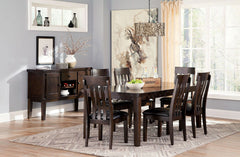 Haddigan - 7 Pc. - Extension Table, 6 Side Chairs - Dark Brown
