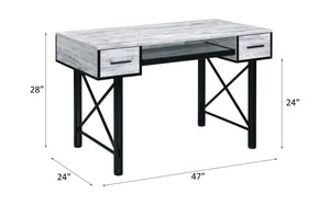 Settea - Desk - Antique White & Black Finish