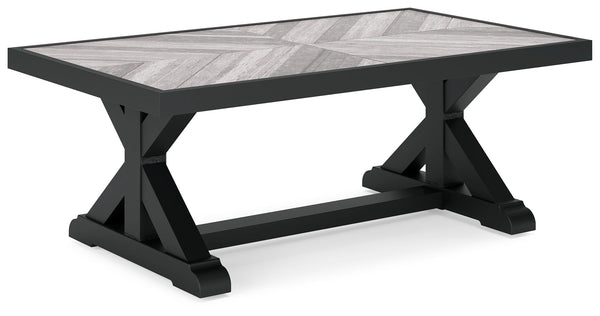 Sporting an easy-on-the-eyes elegance, this coffee table elevates the art of alfresco living. Beautiful and durable enough for indoor and outdoor use, this high-style/low-maintenance table charms with X-leg farmhouse styling. With a unique reverse diamond