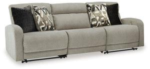 Delightfully modern. Exceptionally comfortable. When it comes to modular furniture with easy-elegant appeal, itâ€™s hard to beat this power reclining sectional. Wrapped in a decadently plush stone-tone fabric for neutral versatility, this chic sectional i