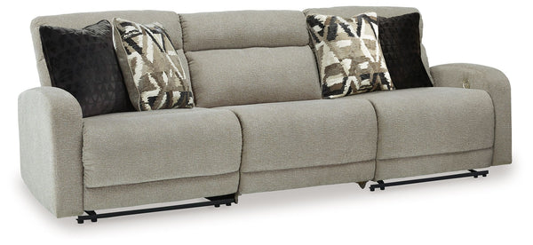 Delightfully modern. Exceptionally comfortable. When it comes to modular furniture with easy-elegant appeal, itâ€™s hard to beat this power reclining sectional. Wrapped in a decadently plush stone-tone fabric for neutral versatility, this chic sectional i