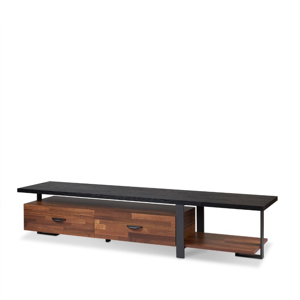The Elling collection versatility and style will blend masterfully in your living room area. The storage feature offers plenty of space to keep your entertainment components nice and neatly organized with 2 drawers and 2 open compartments. Its carefully c