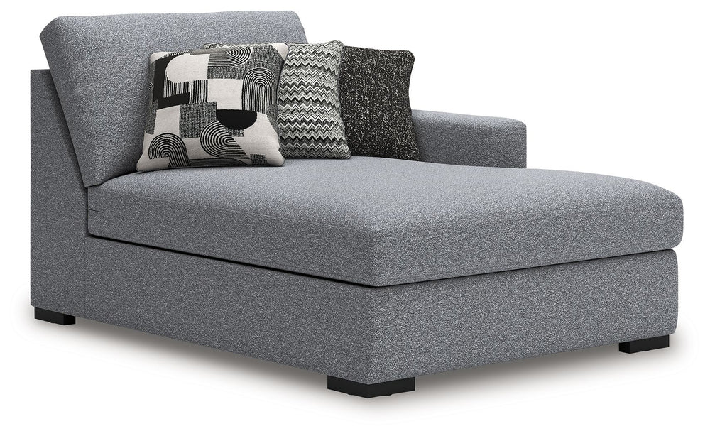 This right-arm facing corner chaise is made with Next-Gen Nuvellaâ„¢ (polyester) fade-resistant, washable fabric. Fully finished on all sides, it pairs with other items in the series to make a modular sectional.<br><br><b>Additional Dimensions</b><br><ul>