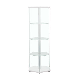 Zahavah - 4-Shelf Hexagonal Clear Glass Curio Cabinet - White