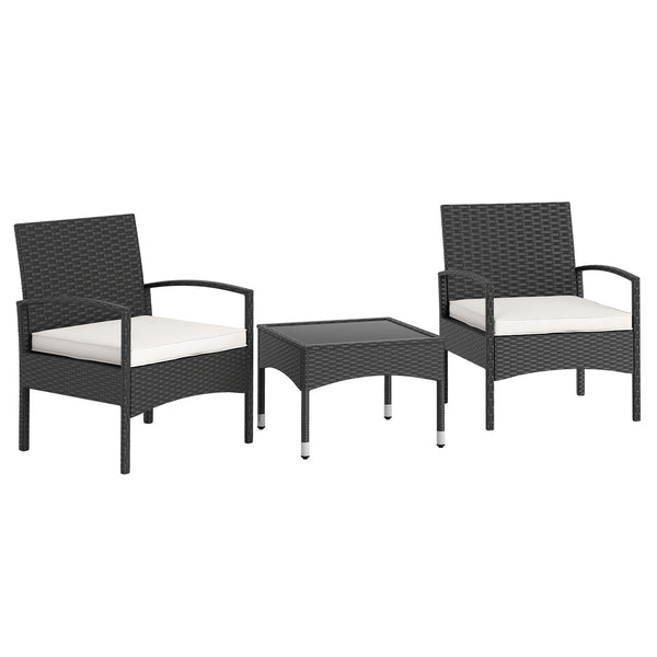 Premium hand-woven PE rattan for lasting outdoor charm<br>Soft seat cushions provide a cozy seating experience<br>Curved backrest and armrests for ergonomic support<br>Removable zippered covers for easy cleaning and maintenance<br>Stylish coffee table kee