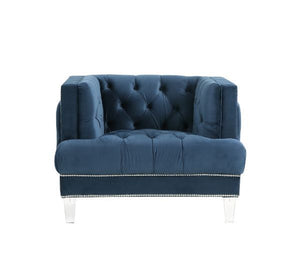  feature button tufted accents. The acrylic legs give off a modern vibe to the pi
