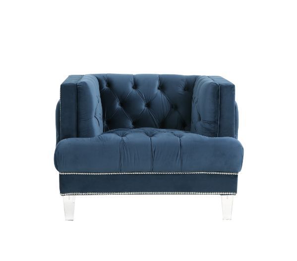  feature button tufted accents. The acrylic legs give off a modern vibe to the pi