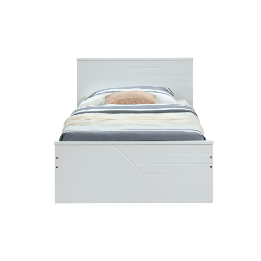w/12 Slats - Box Spring NOT Required Panel Bed: Rectangular HB, Low Profile FB, Wood Leg (FB Panel) Construction: Wood, Laminated Veneer, MDF Q&A] Clearance between Floor & Rail: 9-"<br/><br/><b>Product Features</b><ul><li>Box Spring NOT Required</li><li>