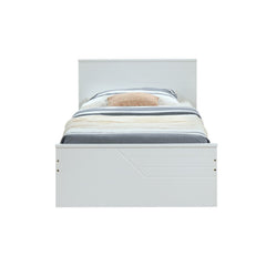 w/12 Slats - Box Spring NOT Required Panel Bed: Rectangular HB, Low Profile FB, Wood Leg (FB Panel) Construction: Wood, Laminated Veneer, MDF Q&A] Clearance between Floor & Rail: 9-"<br/><br/><b>Product Features</b><ul><li>Box Spring NOT Required</li><li>