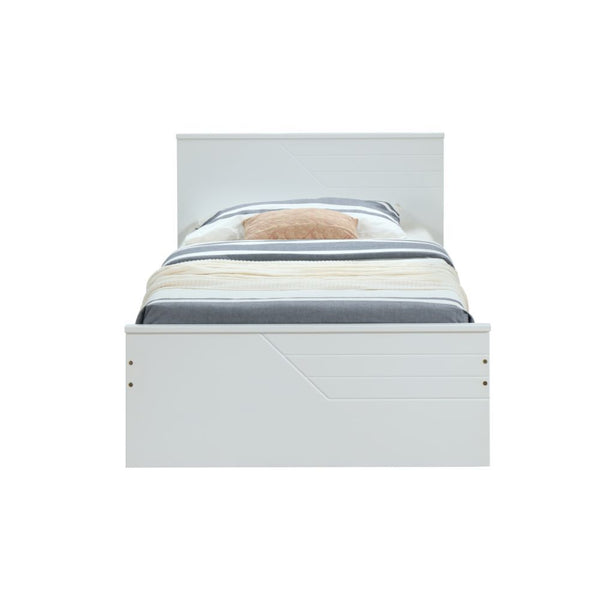 w/12 Slats - Box Spring NOT Required Panel Bed: Rectangular HB, Low Profile FB, Wood Leg (FB Panel) Construction: Wood, Laminated Veneer, MDF Q&A] Clearance between Floor & Rail: 9-"<br/><br/><b>Product Features</b><ul><li>Box Spring NOT Required</li><li>