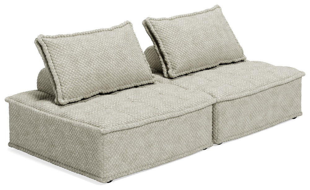 Be bold with a modern take on seating. This accent chair set has an armless design and carries a checkered taupe upholstery neutral enough to fit in any style while elevating it at the same time. Thanks to its modular design, making the transformation fro