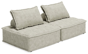 Be bold with a modern take on seating. This accent chair set has an armless design and carries a checkered taupe upholstery neutral enough to fit in any style while elevating it at the same time. Thanks to its modular design, making the transformation fro