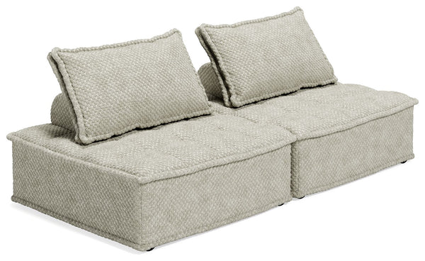 Be bold with a modern take on seating. This accent chair set has an armless design and carries a checkered taupe upholstery neutral enough to fit in any style while elevating it at the same time. Thanks to its modular design, making the transformation fro