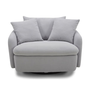 Boomer - Large Swivel Chair With 2 Toss Pillows (Set of 2) - Dove Gray