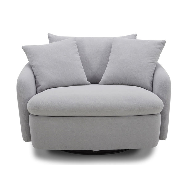 Boomer - Large Swivel Chair With 2 Toss Pillows (Set of 2) - Dove Gray