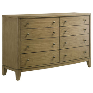 Organize your bedroom with this spacious 8-drawer dresser, offering both beauty and practicality. The dresser showcases a natural pine finish that highlights its solid pine wood tops and drawer fronts, giving it a refined yet cozy feel. Each drawer is equ