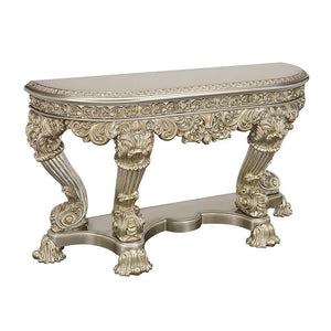 Lavish and grand, the Danae coffee table offers the right amount of wow factor that your living space needs to create a classy home. The antique white and gold finish enhances the ornate carvings on the base and apron of the table. Display books and decor