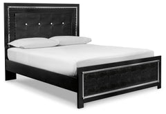 Rest easy. The luxurious look youâ€™ve been dreaming of is yours for the takingâ€”at a price sure to put you at ease. This queen panel bed brings a sense of old Hollywood with a contemporary flair. A deep, dark finish and faceted chrome-tone accents exude