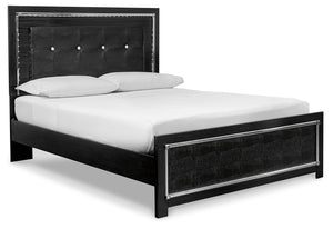 Rest easy. The luxurious look youâ€™ve been dreaming of is yours for the takingâ€”at a price sure to put you at ease. This queen panel bed brings a sense of old Hollywood with a contemporary flair. A deep, dark finish and faceted chrome-tone accents exude