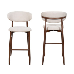 Royce - Bar Chair With Metal Frame (Set of 2) - Beige / Walnut