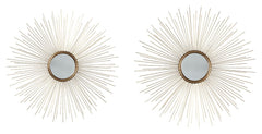 Bring a burst of energy into your space with this striking sunburst mirror. The blend of an ultra-mod aesthetic with an antiqued goldtone finish is a beautiful balance.<br><br><b>Additional Dimensions</b><br><ul><li>Accent mirror-small: 0-"</li><li>Accent